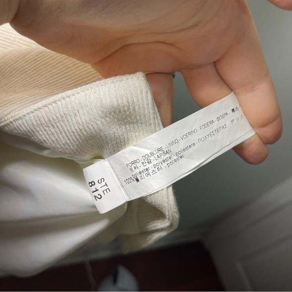 Zara women's cream double breasted above knee ribbed crinkle blazer in size S - Picture 6 of 8